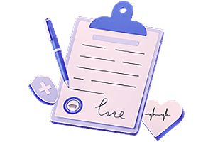 Dokument mit Stift und Herzsymbol