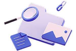Ordner mit Lupe und Bildern
