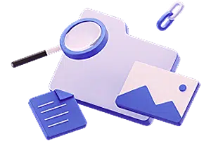 Ordner mit Lupe und Bildern