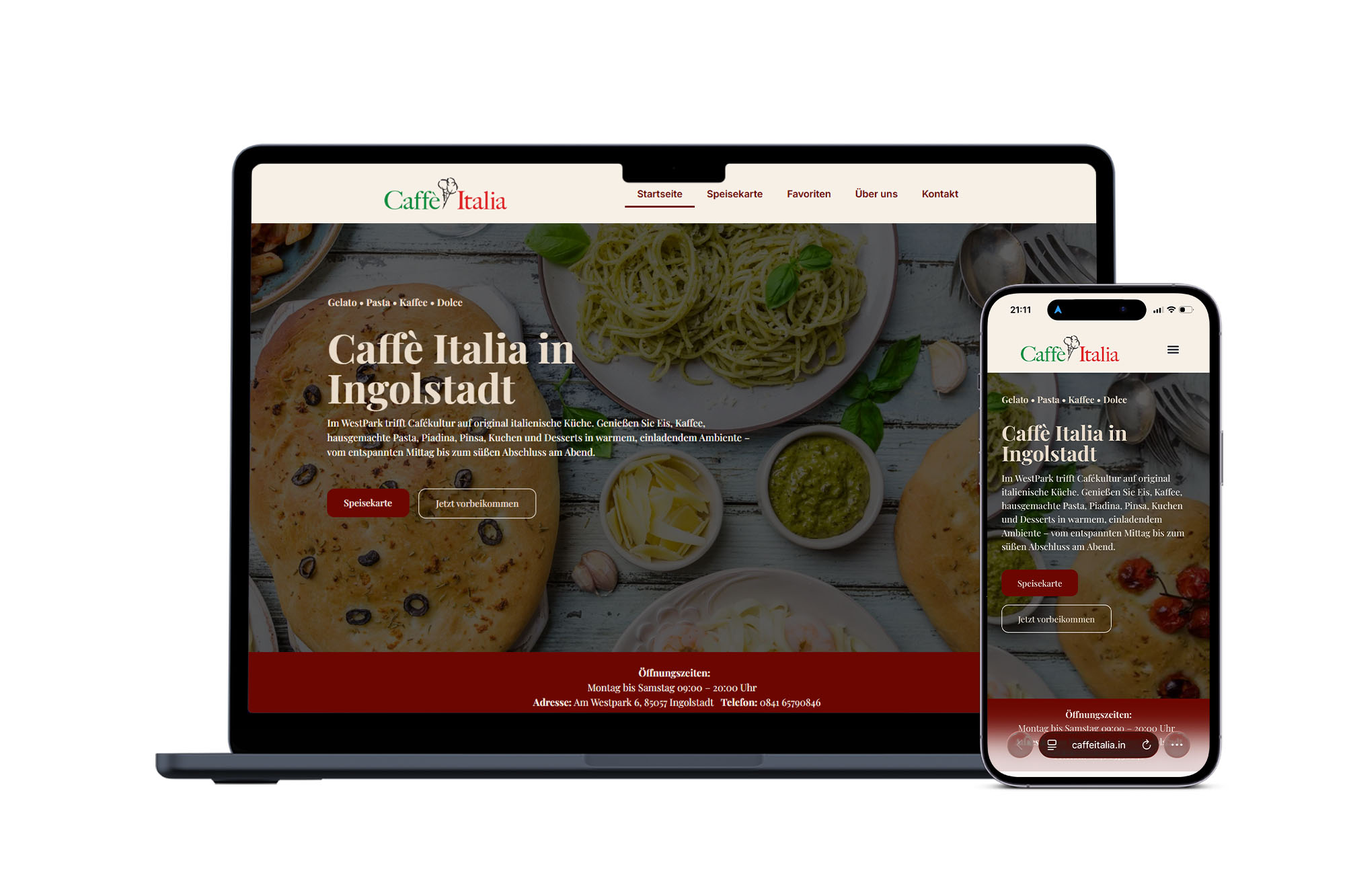 Website von Caffe Italia in Ingolstadt