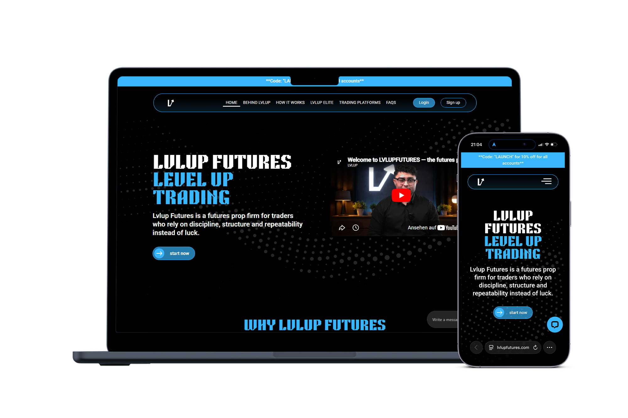 Website für Futures Trading Plattform