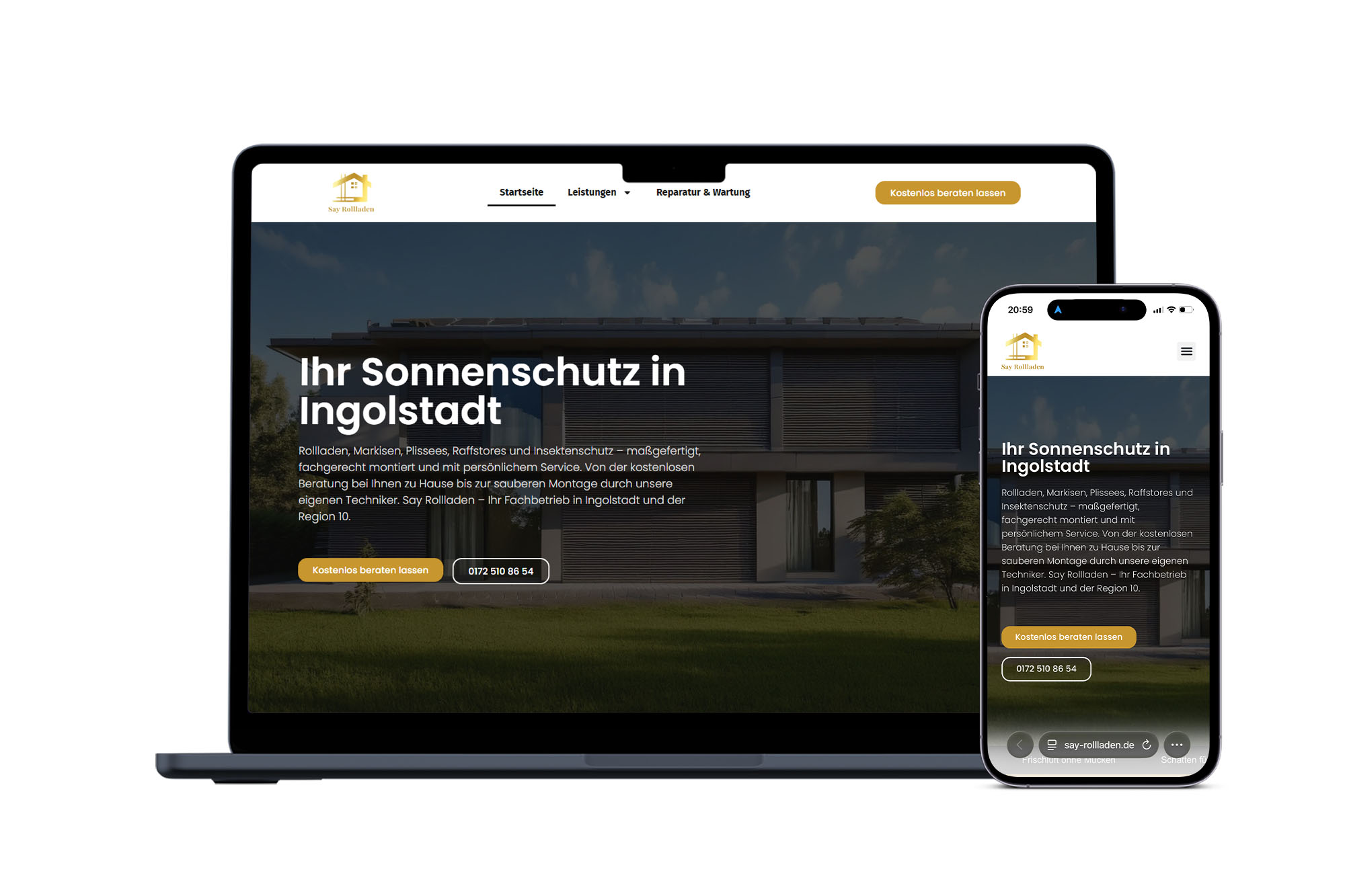 Moderne Website für Sonnenschutzlösungen